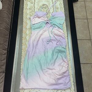 Zara ruched pastel ombre mini dress